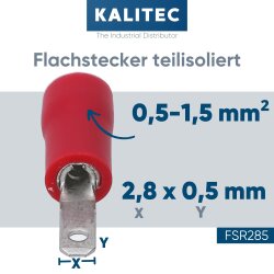Kalitec FSR285 Flachstecker 2,8x0,5mm rot 0,5-1,5mm² teilisoliert