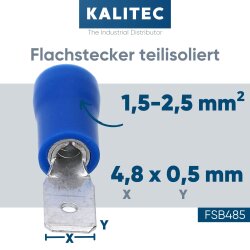 Kalitec FSB485 Flachstecker 4,8x0,5mm blau...