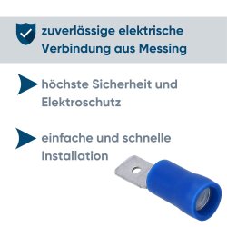 Kalitec FSB485 Flachstecker 4,8x0,5mm blau 1,5-2,5mm² teilisoliert