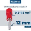 Cap de cablu Kalitec SKR12 pini izolat 12mm roșu