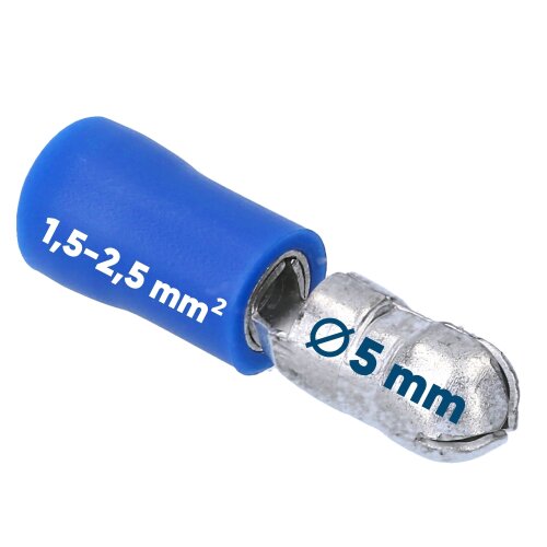 Kalitec RSB5 Rundstecker Stift 5mm blau teilisoliert