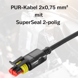 Soquete Super Seal de 2 polos; 5m PUR 2x0,75mm2