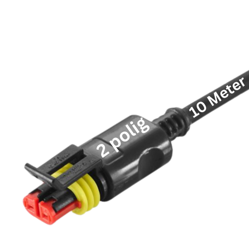 SuperSeal 2 polig mit angespritztem 10 m PUR Kabel 2x0,75 mm² vorkonfektionierte Leitung mit Buchse 932073