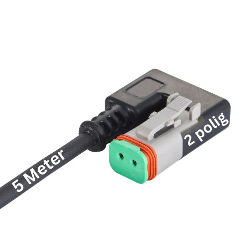 DT06-2S Buchse 2 polig mit angespritztem 5 m PUR Kabel 2x0,75 mm² LED+Diode vorkonfektionierte Leitung 922160