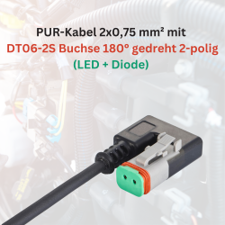 DT06-2S Buchse 2 polig mit angespritztem 5 m PUR Kabel 2x0,75 mm² LED+Diode vorkonfektionierte Leitung 922160