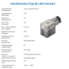 Conector de válvula GIB3YV90T21, Bf.B-Ind., 24V AC/DC, LED