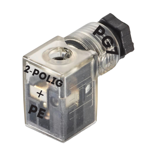 Ventilstecker Bauform C 3 polig GIC3YV70T21 Ventilsteckverbinder LED + Varistor PG7 Stecker 2-polig+PE 730051