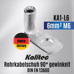 Kalitec KA1-L6 Rohrkabelschuh 90° gewinkelt 6mm² M6