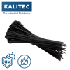Kalitec kabelių raiščiai 300x7,6 juodi 100 komplektas