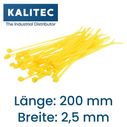 Kalitec Kabelbinder 200x2,5 Gelb 100er Set