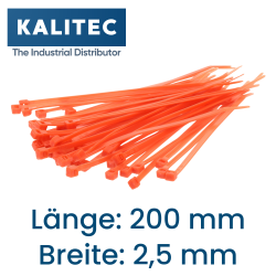 Kalitec Kabelbinder 200x3,6 Orange 100er Set