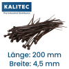 Kalitec kabelske vezice 200x4,5 rjave, set 100 kom