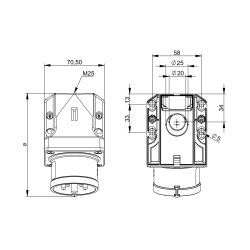 PCE 515-6 CEE veggenhetsplugg 16A 5p 6h IP44