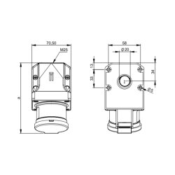 PCE 515-6d CEE wall device plug 16A 5p 6h IP44 with cover
