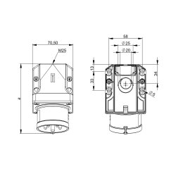 PCE 525-6 CEE duvar cihazı fişi 32A 5p 6h IP44