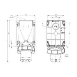 PCE 535-6 Spina CEE da parete 63A 5p 6h IP67 POWER TWIST
