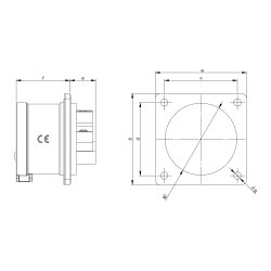 Steker uji pemasangan PCE 615-6 CEE 70x70 lurus 16A 5p 6 jam IP44