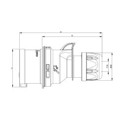 PCE 7015-6 CEE-faasiinverteri pistik 16A 5p 6h IP44/IP54 SHARK