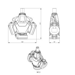 PCE 253722-sr5 3 virzienu savienojums Taurus2 cieta gumija ar eņģēm pārsegu nat 5p IP54 sarkans