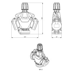 PCE 253822-sr5 3 virzienu savienojums TopTaurus2 cieta gumija ar eņģēm pārsegu nat 5p IP54 sarkans