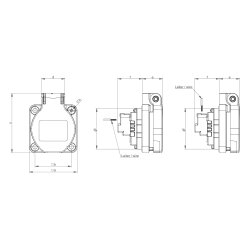 PCE 105-0bw skyddskontakt utanpåliggande uttag 50x50 nat tätningskant IP54 bak (blå)