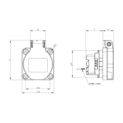 PCE 109-0b suojakosketin pinta-asennettava pistorasia 50x50 nat IP54 ruuviton (sininen)