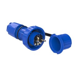 PCE 20051-b Schutzkontaktstecker mit Schutzkappe IP66/68 (blau)
