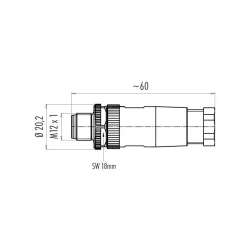 binder 99-0429-14-04 M12 Kabelstecker 4-polig,...