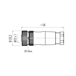 binder 99-0430-12-04 M12 Kabeldose 4-polig, Schraubklemme, ungeschirmt, IP67, 6,0–8,0 mm