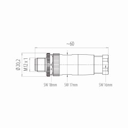 binder 99-0437-12-05 M12 Kabelstecker 5-polig, Schraubklemme, ungeschirmt, IP67, 6,0–8,0 mm