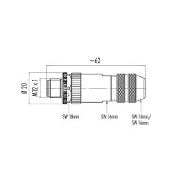 binder 99-1429-814-04 M12 Kabelstecker 4-polig, schirmbar, Schraubklemme, IP67, 4,0–6,0 mm