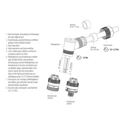 binder 99-0639-370-05 M12 L Winkelstecker 4+FE, ungeschirmt, IP67, mit PE-Anbindung, 8,0–13,0 mm
