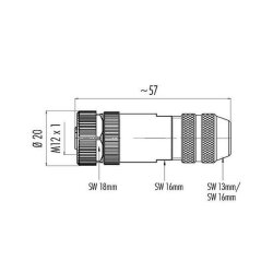 binder 99-1436-812-05 M12 Kabeldose 5-polig, schirmbar, Schraubklemme, IP67, 6,0–8,0 mm
