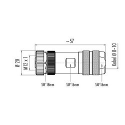 binder 99-1436-914-05 M12 Kabeldose 5-polig, schirmbar, Schraubklemme, IP67, 8,0–10,0 mm