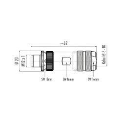binder 99-1437-914-05 M12 Kabelstecker 5-polig, schirmbar, Schraubklemme, IP67, 8,0–10,0 mm