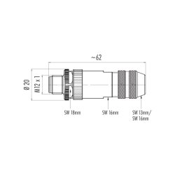 binder 99-1487-812-08 M12 Kabelstecker 8-polig,...