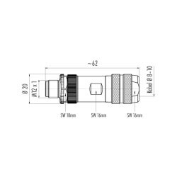 binder 99-1487-914-08 M12 Kabelstecker 8-polig,...