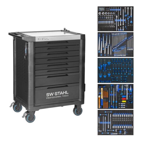 SW-Stahl TT801 Profi-Werkstattwagen , schwarz, bestückt, 341-teilig Sommeredition