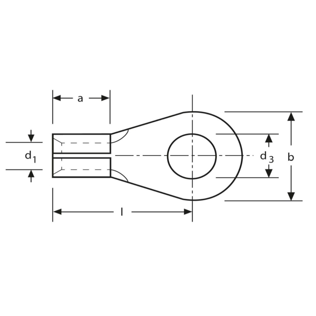 10x Kabelöse Lötöse Lochung M8 8,3mm für 6-10mm² Kabel Messing verzinnt 8x4,3Ø 