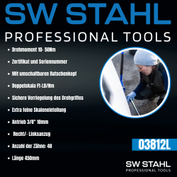 Klucz dynamometryczny SW-Stahl 03812L, 3/8", 10-50 Nm