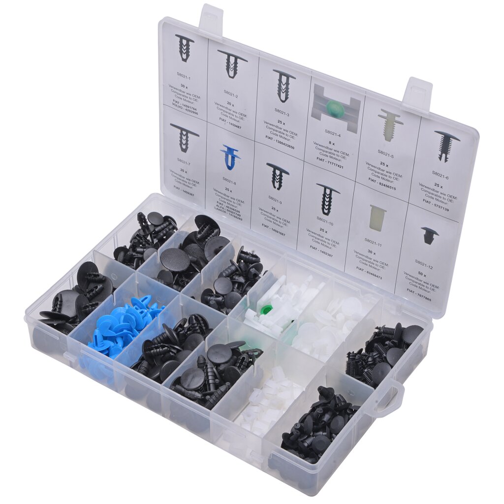 SW-Stahl S8021 Fastening clip assortment 308-piece I for Fiat