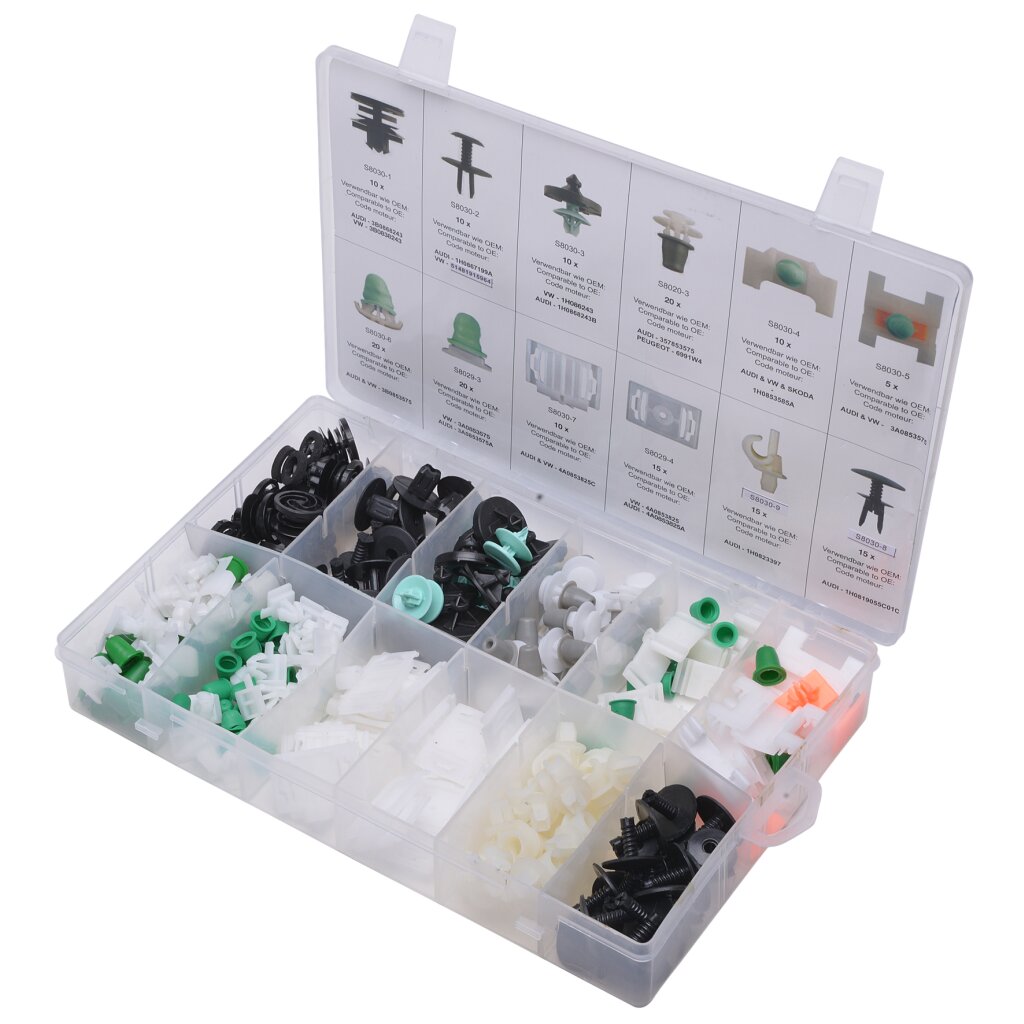 SW-Stahl S8030 Fastening clip assortment, Audi, 160 pieces 