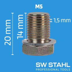 SW-Stahl 03011L Schraube mit Aludichtung, M15 x 1,5