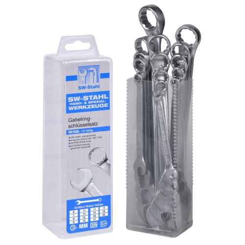 SW-Stahl 00162L Gabelringschlüsselsatz, 6-22 mm, 15-teilig