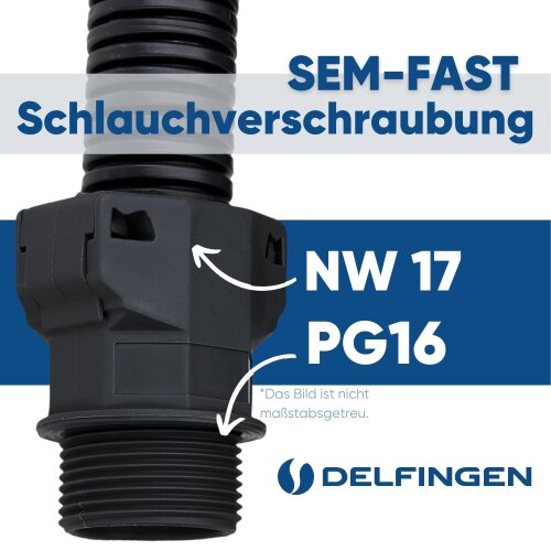 Schlemmer 3805006 Schlauchverschraubung SEM-FAST GERADE NW17/PG 16 schwarz