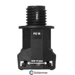 Schlemmer 3805006 Racor SEM-FAST recto PG 16/NW17 negro