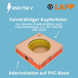 Lapp 4520004 PVC Einzelader H07V-K 6,0 mm² grün/gelb 100m