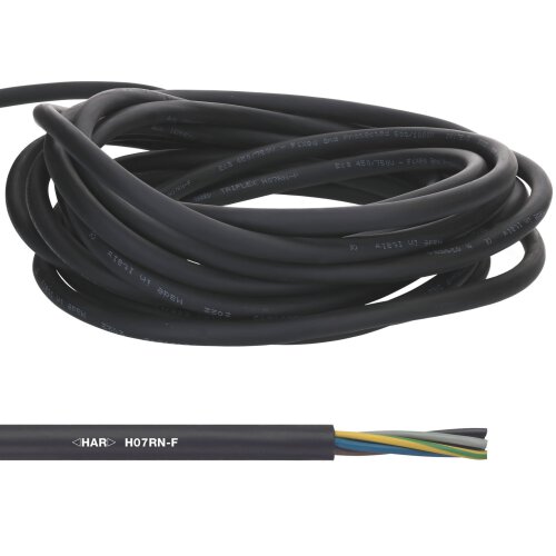 Lapp 16001043 Câble caoutchouc H07RN-F 5G1,5mm² avec conducteur de protection vert-jaune 5x1,5mm