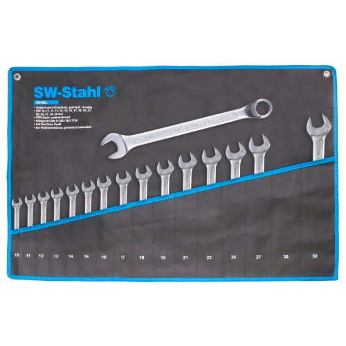 SW-Stahl 00193L Gabelringschlüsselsatz, 10-32 mm, gekröpft, 16-teilig