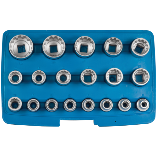 SW-Stahl 05650L Insertos para llaves de vaso, 1/2", multiperfil, 8-32 mm, 19 piezas